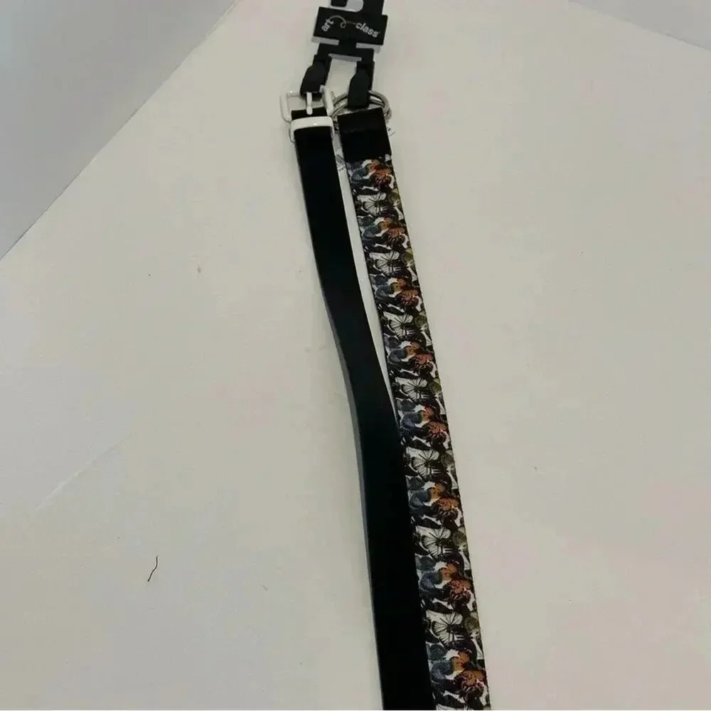 Art class butterfly belt, and black little white flowers, belt size extra large
